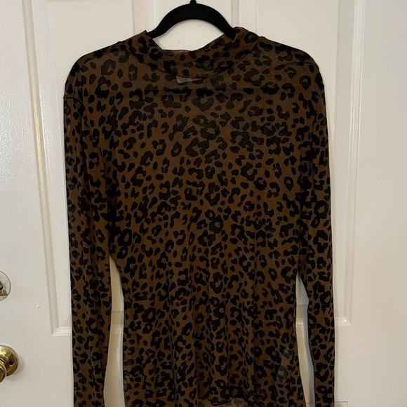 BAACAL Tops - BAACAL by Cynthia Vincent - Sheer animal print mock turtleneck top